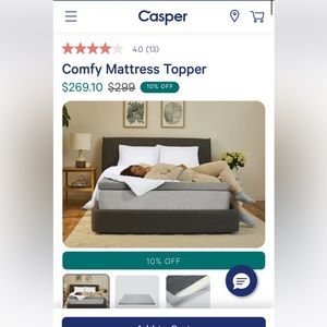 BASICALLY NEW QUEEN CASPER MATTRESS TOPPER